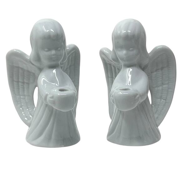 Angel Candleholders - Set of 2 - For Small Skinny Candles - Picture 1 of 6